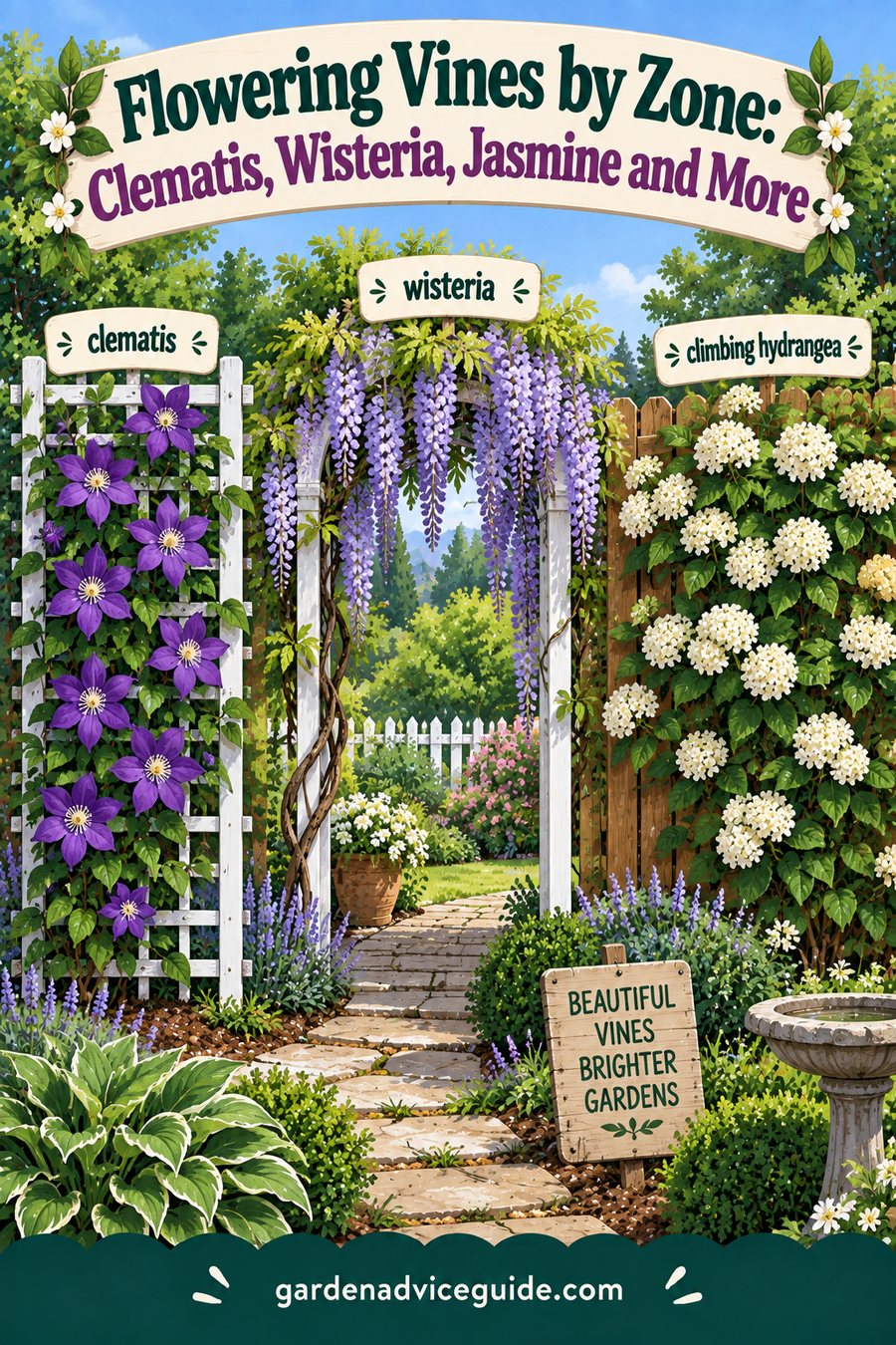 Flowering Vines by Zone: Clematis, Wisteria, Jasmine and More
