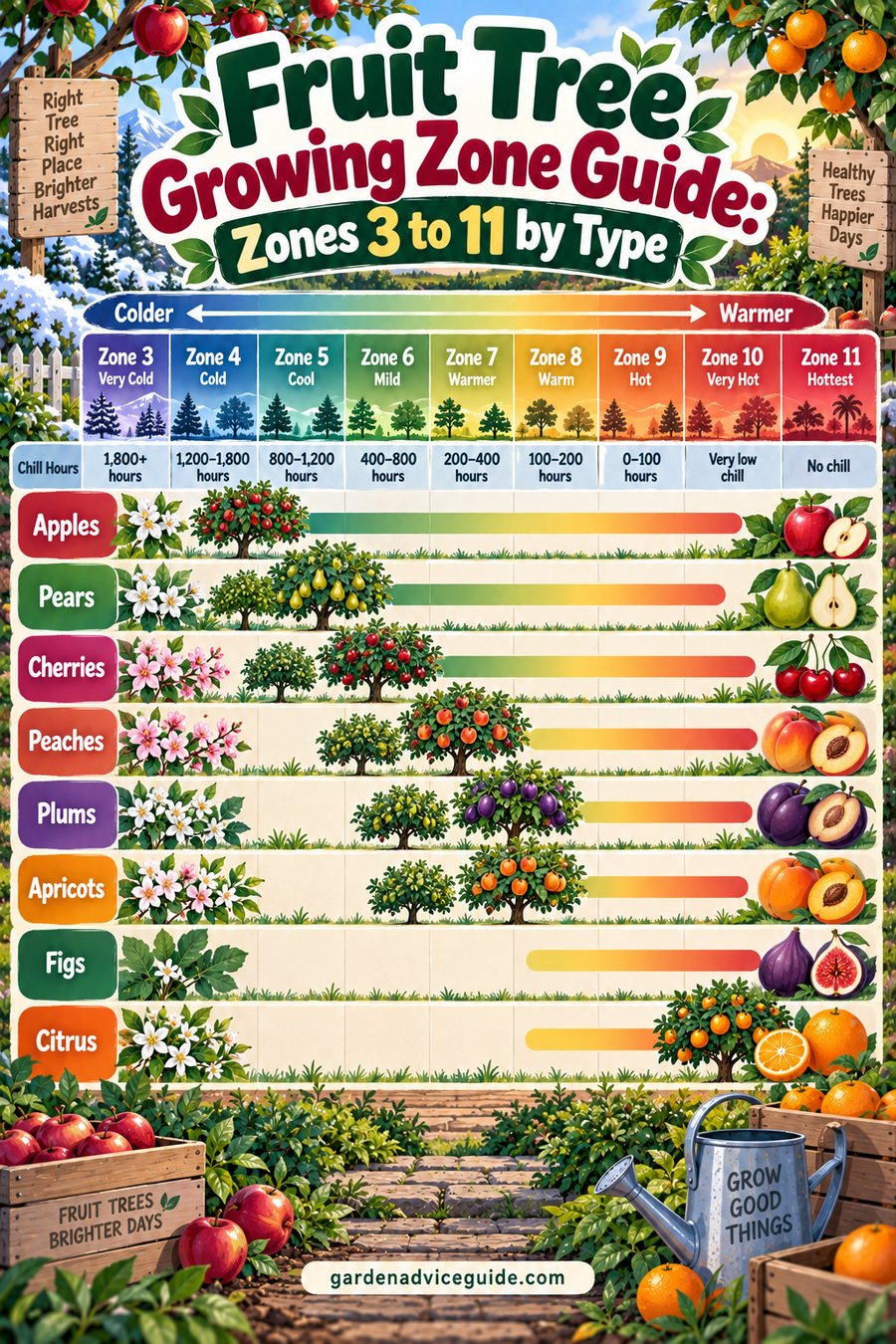 Fruit Tree Growing Zone Guide: Zones 3 to 11 by Type