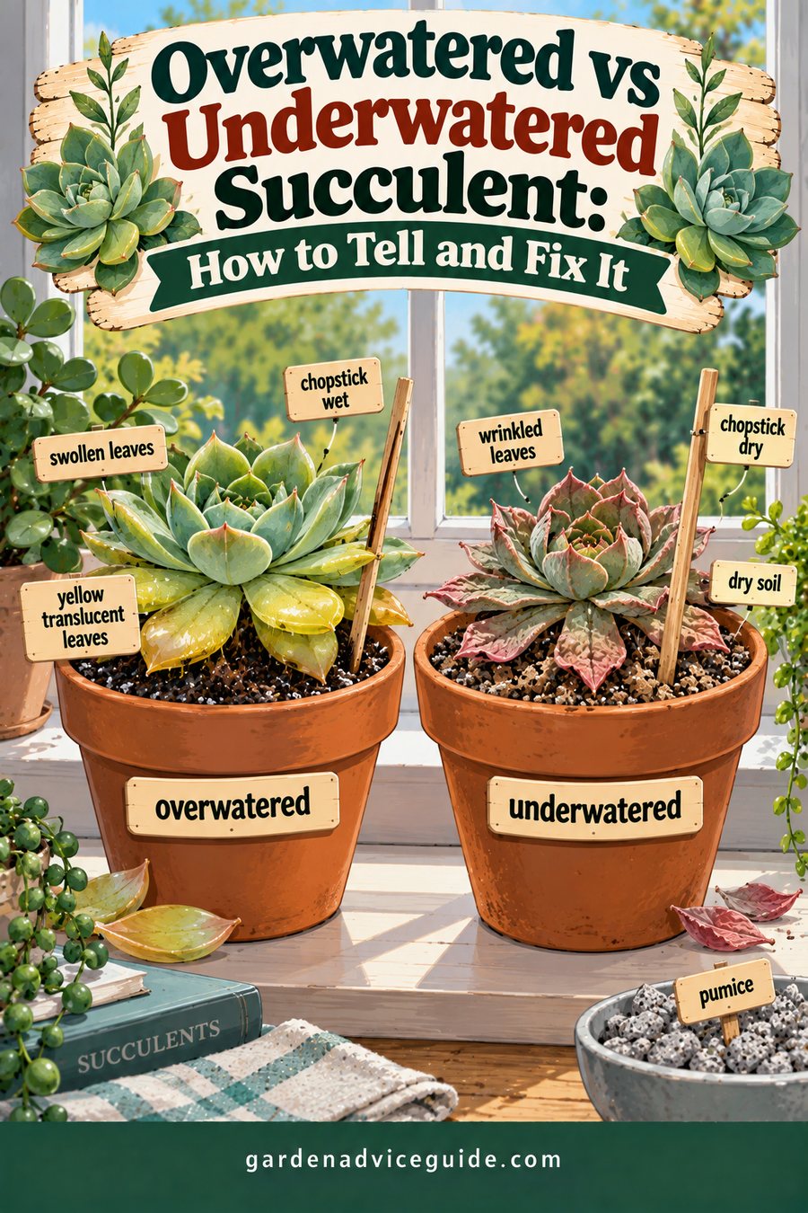 Overwatered vs Underwatered Succulent
