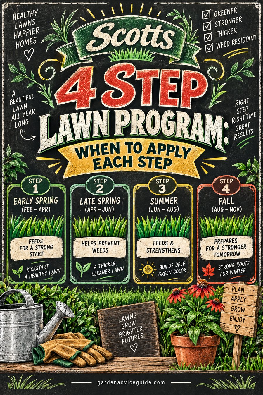 Scotts 4 Step Lawn Program: When to Apply Each Step