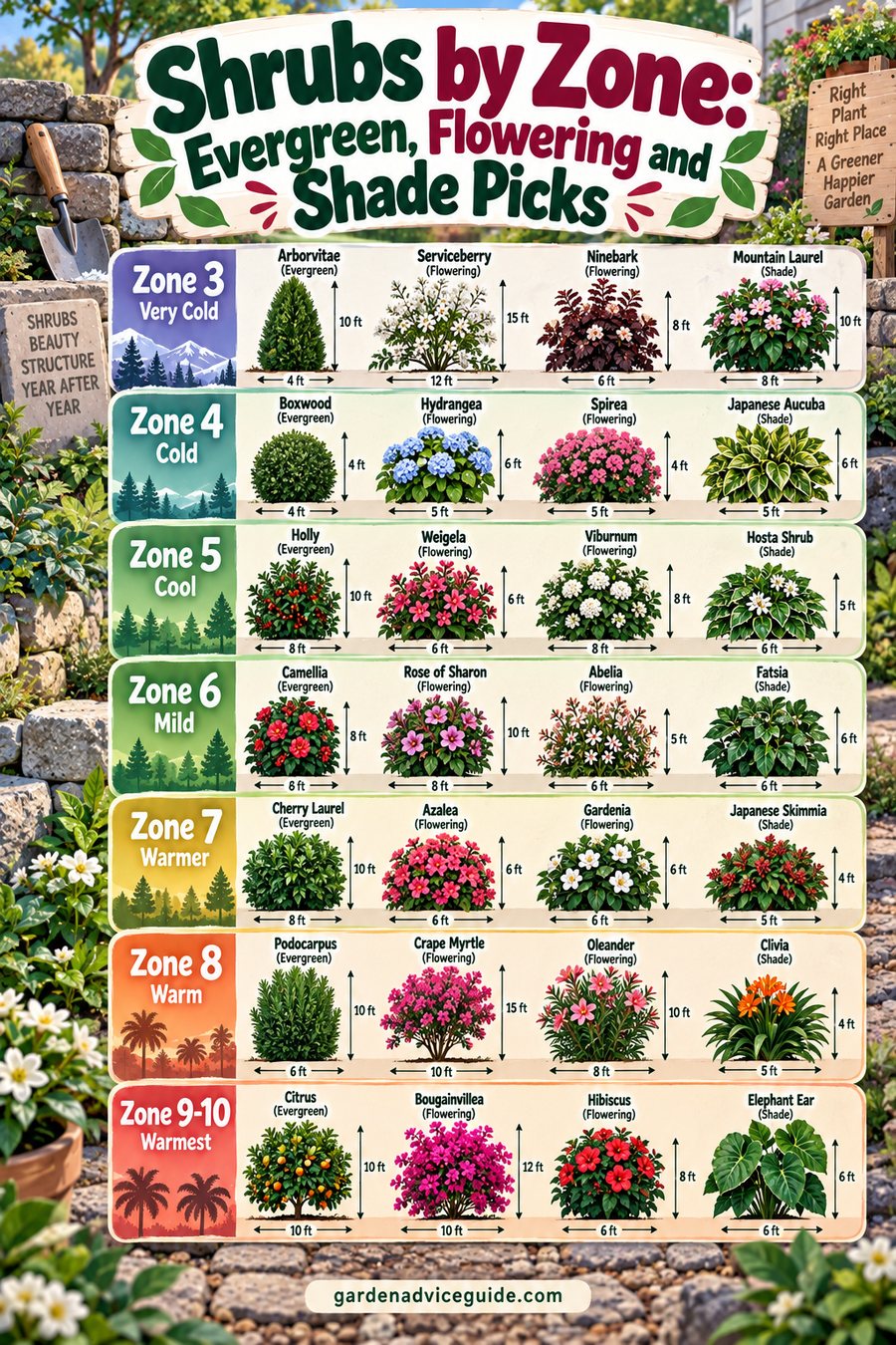 Shrubs by Zone: Evergreen, Flowering and Shade Picks