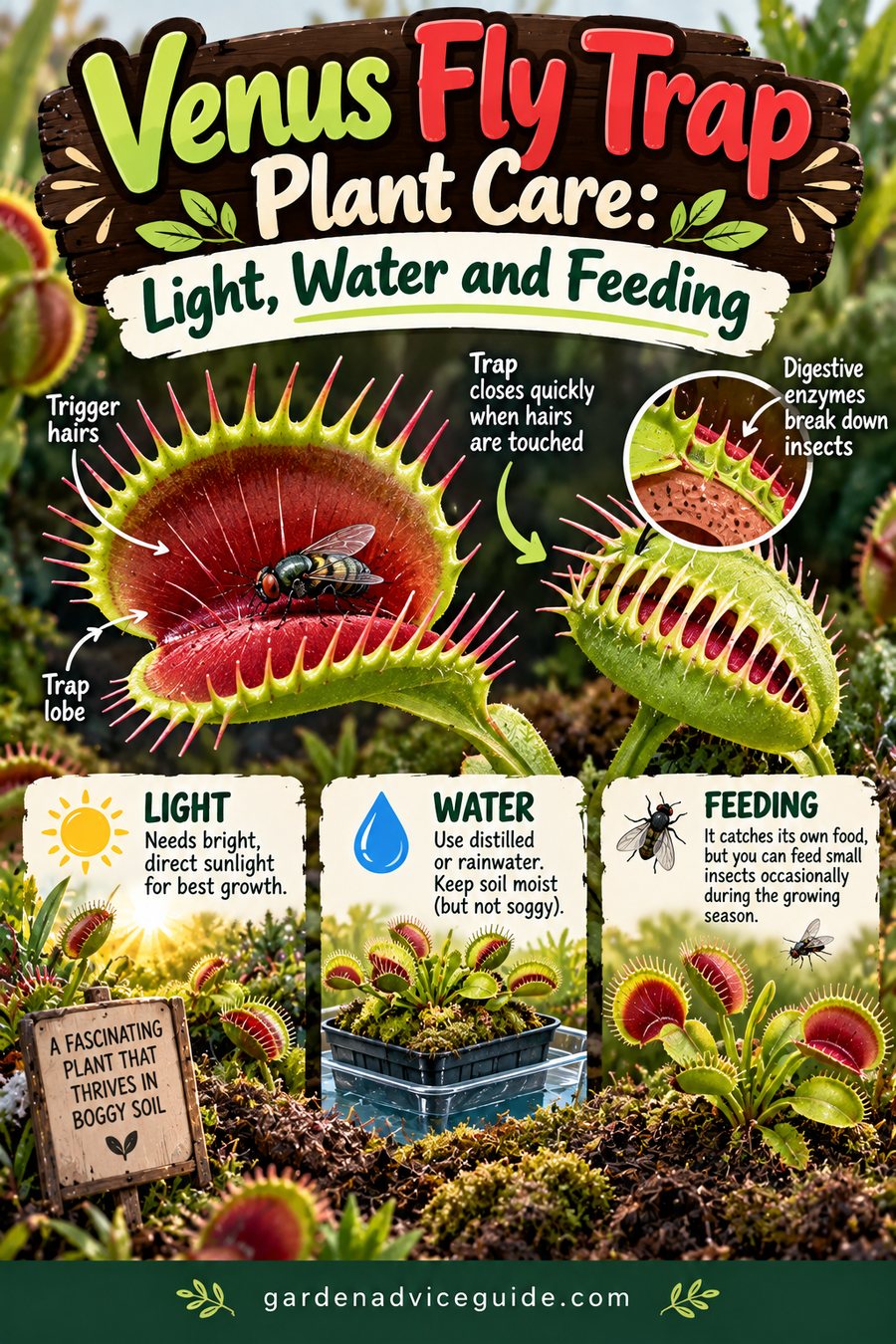 Venus Fly Trap Plant Care: Light, Water and Feeding