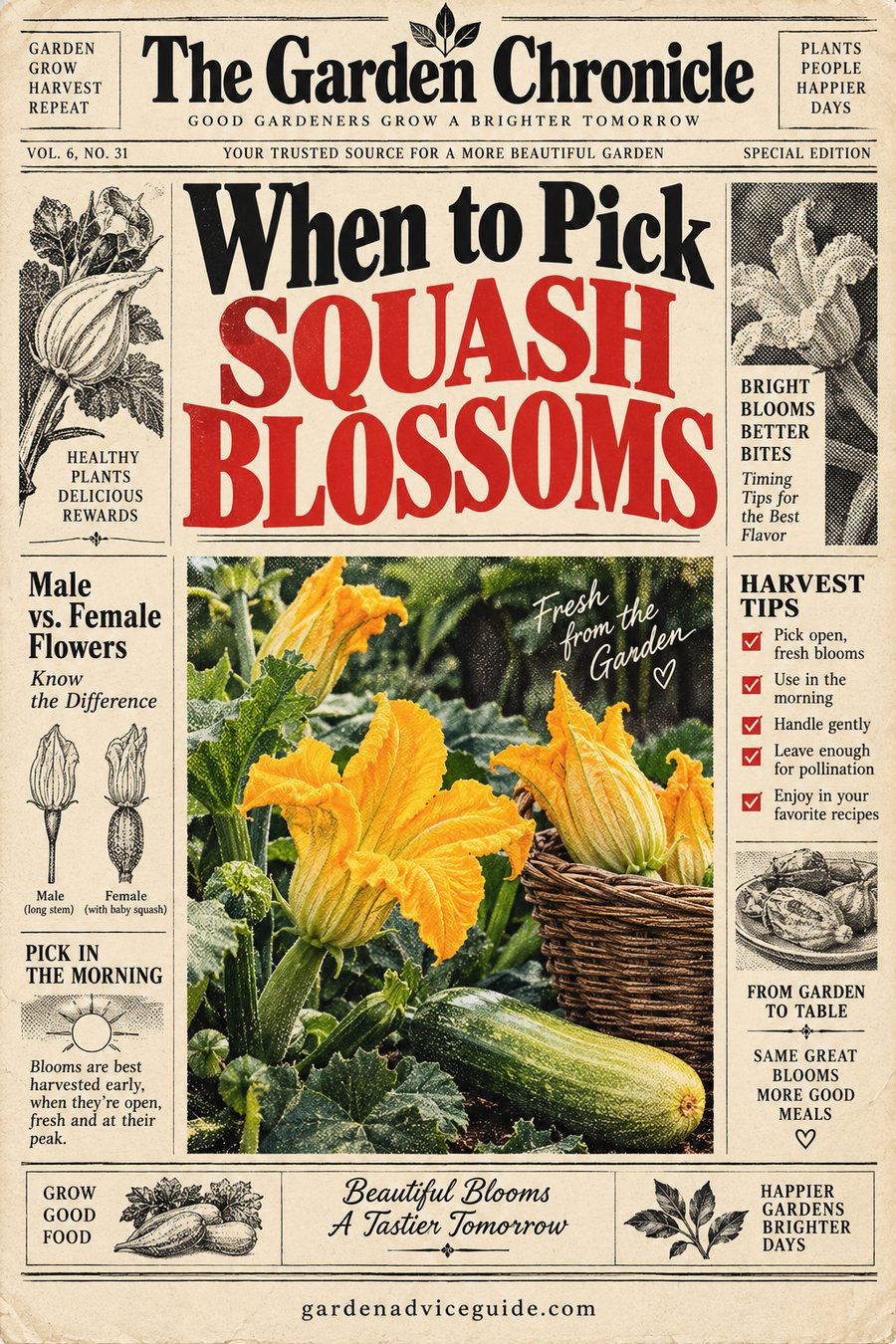 When to Pick Squash Blossoms