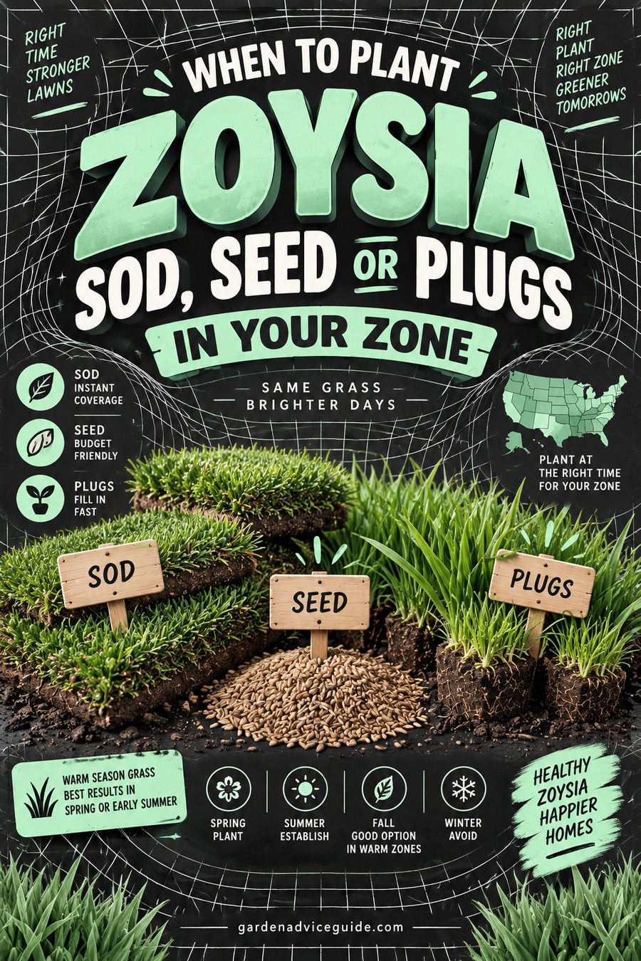 When to Plant Zoysia Sod, Seed or Plugs